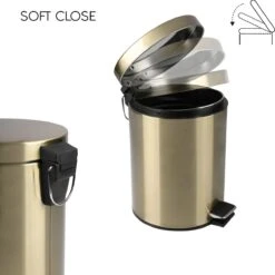 Differnz Pedaalemmer Mat Goud – Prullenbak Badkamer – Afvalbakje – 5 Liter -Mepal shop 1200x1198 12