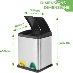 Jago - Vuilnisemmer 16 Liter Met 2 Vakken Van 8 Liter Met Binnenemmers - Prullenbak Voor Afvalscheiding - Pedaalemmer - Prullenbak - RVS 29 Jago - Vuilnisemmer 16 Liter Met 2 Vakken Van 8 Liter Met Binnenemmers - Prullenbak Voor Afvalscheiding - Pedaalemmer - Prullenbak - RVS -Mepal shop 1200x1198 14
