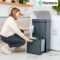 Nexo Prullenbak Afvalscheiding 3 Vakken - 72 Liter (2x12+48L) Met Infrarood Sensor - Design Trio Afvalemmer RVS - Grijs - Afvalscheidingsprullenbak - Keuken Afvalemmer - Grijze Recycle Afvalbak - Hygiënisch - Kantoor Vuilbak - Elektrisch - Vuilnisbak -Mepal shop 1200x1199 17