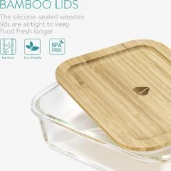 Navaris Glazen Vershoudbakjes - Set Van 4 - Meal Prep Bakjes Met Bamboe Deksel - 4x Vershouddoos Van Glas - BPA-vrij - Bakjes In 4 Maten -Mepal shop 1200x1199 19