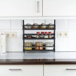 Soome Viljo - Kruidenrek Ophangbaar - Keukenrek - Wandrek - Keuken Organizer - 5 Laags - Verstelbaar - Staal - Zwart - H85xB42.5cm -Mepal shop 1200x1199 28