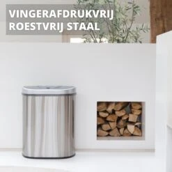 Afvalscheiding Sensor Prullenbak RVS 70 Liter - 2 Vakken - 2x35L - Zilver - Recycle Afvalemmer Homra QUBIX - Automatische Softclose Deksel - Hygiënische Design Vuilnisbak - Sensorbediening - Vingerafdrukvrij - Vuilafstotend - Keuken & Kantoor Vuilbak -Mepal shop 1200x1199 6