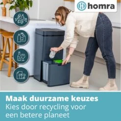 Nexo Prullenbak Afvalscheiding 3 Vakken - 72 Liter (2x12+48L) Met Infrarood Sensor - Design Trio Afvalemmer RVS - Grijs - Afvalscheidingsprullenbak - Keuken Afvalemmer - Grijze Recycle Afvalbak - Hygiënisch - Kantoor Vuilbak - Elektrisch - Vuilnisbak -Mepal shop 1200x1200 1002