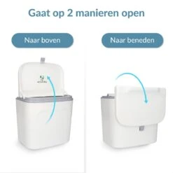 7L Prullenbak – Hangen Of Staan – Aanrecht Afvalbakje – GFT Afvalbakje – Wit - Goed Sluitende Deksel - Geen Geur En Fruitvliegen - Afvalscheiding -Mepal shop 1200x1200 1048