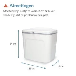 7L Prullenbak – Hangen Of Staan – Aanrecht Afvalbakje – GFT Afvalbakje – Wit - Goed Sluitende Deksel - Geen Geur En Fruitvliegen - Afvalscheiding -Mepal shop 1200x1200 1050
