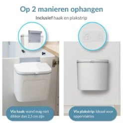 7L Prullenbak – Hangen Of Staan – Aanrecht Afvalbakje – GFT Afvalbakje – Wit - Goed Sluitende Deksel - Geen Geur En Fruitvliegen - Afvalscheiding -Mepal shop 1200x1200 1052