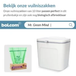 7L Prullenbak – Hangen Of Staan – Aanrecht Afvalbakje – GFT Afvalbakje – Wit - Goed Sluitende Deksel - Geen Geur En Fruitvliegen - Afvalscheiding -Mepal shop 1200x1200 1053