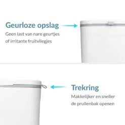 7L Prullenbak – Hangen Of Staan – Aanrecht Afvalbakje – GFT Afvalbakje – Wit - Goed Sluitende Deksel - Geen Geur En Fruitvliegen - Afvalscheiding -Mepal shop 1200x1200 1054
