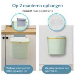 7L Prullenbak – Hangen Of Staan – Aanrecht Afvalbakje – GFT Afvalbakje – Licht Groen - Goed Sluitende Deksel - Geen Geur En Fruitvliegen - Afvalscheiding -Mepal shop 1200x1200 1062