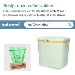 7L Prullenbak – Hangen Of Staan – Aanrecht Afvalbakje – GFT Afvalbakje – Licht Groen - Goed Sluitende Deksel - Geen Geur En Fruitvliegen - Afvalscheiding -Mepal shop 1200x1200 1066