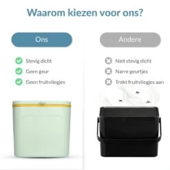 7L Prullenbak – Hangen Of Staan – Aanrecht Afvalbakje – GFT Afvalbakje – Licht Groen - Goed Sluitende Deksel - Geen Geur En Fruitvliegen - Afvalscheiding -Mepal shop 1200x1200 1068