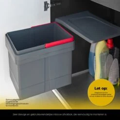 Eleganca Afvalbak 15 Liter Met Vuilniszakken - Uittrekbare Prullenbak - Inbouw Afvalemmer - Vuilnisbak Antraciet - B34.5x25xH28.5cm - Geleverd Met 5x50 Bijpassende Vuilniszakken -Mepal shop 1200x1200 1076