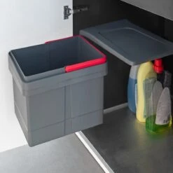 Eleganca Afvalbak 15 Liter Met Vuilniszakken - Uittrekbare Prullenbak - Inbouw Afvalemmer - Vuilnisbak Antraciet - B34.5x25xH28.5cm - Geleverd Met 5x50 Bijpassende Vuilniszakken -Mepal shop 1200x1200 1077