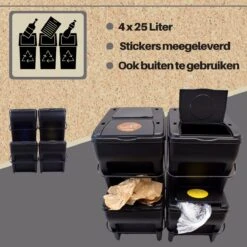 Afvalscheidingsbakken - Stapelbaar - Recycle Afvalbak - 4 Stuks - 4 X 25 Liter 17 Afvalscheidingsbakken - Stapelbaar - Recycle Afvalbak - 4 Stuks - 4 X 25 Liter -Mepal shop 1200x1200 1078