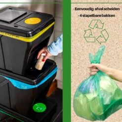 Afvalscheidingsbakken - Stapelbaar - Recycle Afvalbak - 4 Stuks - 4 X 25 Liter 18 Afvalscheidingsbakken - Stapelbaar - Recycle Afvalbak - 4 Stuks - 4 X 25 Liter -Mepal shop 1200x1200 1079