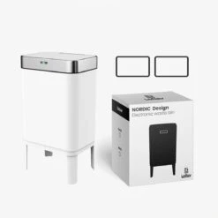 Loftey Sensor Prullenbak 60 Liter – Touch Free Afvalbak - Afvalemmer - Afvalscheiding 2x30L - Keuken - Wit/RVS -Mepal shop 1200x1200 1112