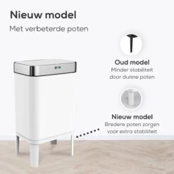 Loftey Sensor Prullenbak 60 Liter – Touch Free Afvalbak - Afvalemmer - Afvalscheiding 2x30L - Keuken - Wit/RVS -Mepal shop 1200x1200 1114
