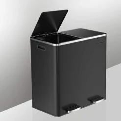 SONGMICS Dubbele Rubbish Bin, 2 X 30L Vuilnisbak, Metalen Trappenbak, Met Dubbele Vakken, Kunststof Binnenemmers En Scharnierende Deksels, Handgrepen, Zachte Sluiting, Luchtdicht, Zwart 15 SONGMICS Dubbele Rubbish Bin, 2 X 30L Vuilnisbak, Metalen Trappenbak, Met Dubbele Vakken, Kunststof Binnenemmers En Scharnierende Deksels, Handgrepen, Zachte Sluiting, Luchtdicht, Zwart -Mepal shop 1200x1200 1158