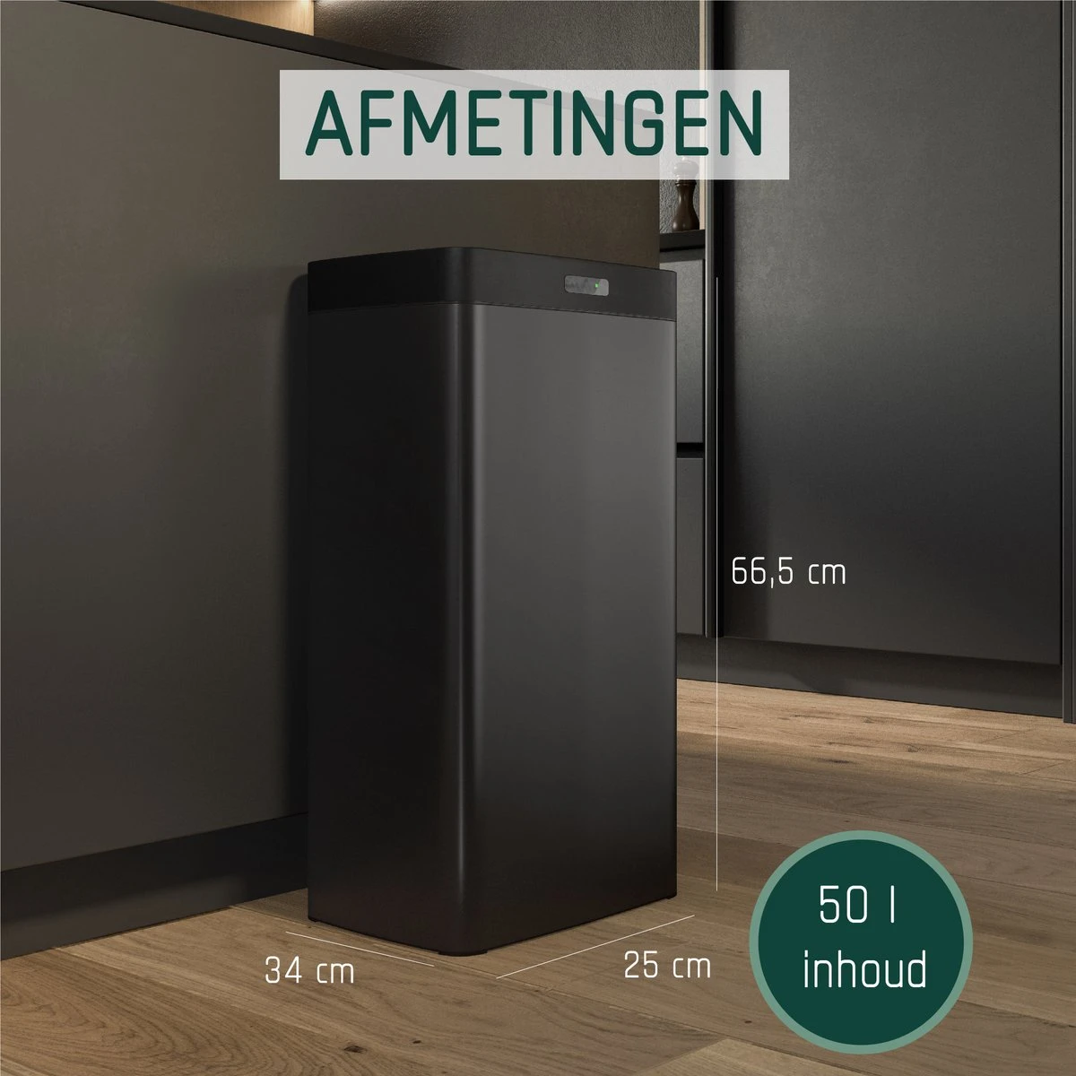 Sensor Prullenbak Zwart 50 Liter - Automatische Softclose Deksel - 50L - Zwarte Afvalemmer Stangvollby KINNA - Scandinavisch Design - Afvalbak - Infrarood Bewegingssensor - Vingerafdrukvrij En Vuilafstotend RVS - Hygiënische Keuken En Kantoor Vuilbak 6 Sensor Prullenbak Zwart 50 Liter - Automatische Softclose Deksel - 50L - Zwarte Afvalemmer Stangvollby KINNA - Scandinavisch Design - Afvalbak - Infrarood Bewegingssensor - Vingerafdrukvrij En Vuilafstotend RVS - Hygiënische Keuken En Kantoor Vuilbak - Afbeelding 4