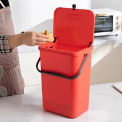 Homra Wall-up Prullenbak | Inbouwprullenbak Ophangbaar Met Plakstrip | GFT Vuilbak | Werkblak Afvalbak | Draagbare Vuilnisemmer | 12L Inhoud | Rood -Mepal shop 1200x1200 1245