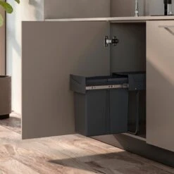 Eleganca Afvalbak 20 Liter – Inbouw Prullenbak – Inbouw Afvalemmer 20L – Uittrekbare Prullenbak – Vuilnisbak -Afvalemmer Keuken – Hygiënisch – Ruimtebesparend Vuilnisbak – Grijs – B24,6xD44xH39cm -Mepal shop 1200x1200 1259
