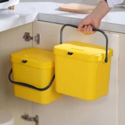 Homra Wall-up Prullenbak | Inbouwprullenbak Ophangbaar Met Plakstrip | GFT Vuilbak | Werkblak Afvalbak | Draagbare Vuilnisemmer | 8L Inhoud | Geel -Mepal shop 1200x1200 1266