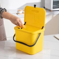Homra Wall-up Prullenbak | Inbouwprullenbak Ophangbaar Met Plakstrip | GFT Vuilbak | Werkblak Afvalbak | Draagbare Vuilnisemmer | 8L Inhoud | Geel -Mepal shop 1200x1200 1269