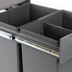 Eleganca Afvalbak 2x20 Liter – Inbouw Prullenbak – Inbouw Afvalemmer 40 Liter – Uittrekbare Vuilnisbak – Afvalemmer Keuken – Hygiënisch – Ruimtebesparend Vuilnisbak – Met 2 Compartimenten – Afvalscheiding Vuilbak – Antraciet – B34,2xD46.9xH38.9cm -Mepal shop 1200x1200 1275