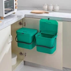 Homra Wall-up Prullenbak | Inbouwprullenbak Ophangbaar Met Plakstrip | GFT Vuilbak | Werkblak Afvalbak | Draagbare Vuilnisemmer | 8L Inhoud | Groen -Mepal shop 1200x1200 1283