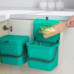 Homra Wall-up Prullenbak | Inbouwprullenbak Ophangbaar Met Plakstrip | GFT Vuilbak | Werkblak Afvalbak | Draagbare Vuilnisemmer | 8L Inhoud | Groen -Mepal shop 1200x1200 1285