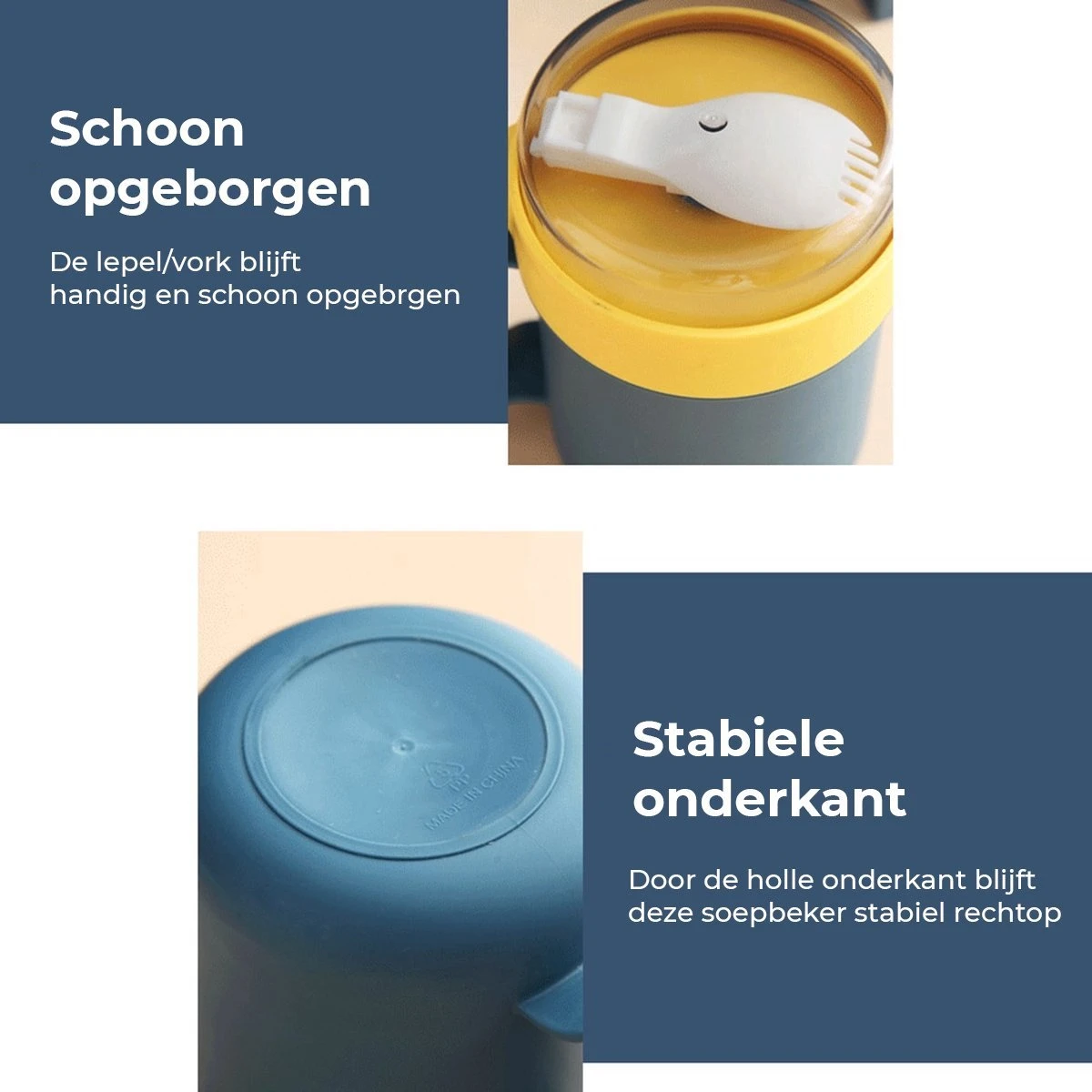 Soepbeker Magnetron 500ml- Milieuvriendelijk - Hitte Bestendige Beker - Lunchcontainer - Yoghurt To Go - Soepbeker To Go - Inclusief Lepel/vork - Donker Blauw 8 Soepbeker Magnetron 500ml- Milieuvriendelijk - Hitte Bestendige Beker - Lunchcontainer - Yoghurt To Go - Soepbeker To Go - Inclusief Lepel/vork - Donker Blauw - Afbeelding 6