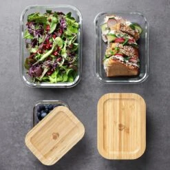 Navaris Glazen Vershoudbakjes - Set Van 4 - Meal Prep Bakjes Met Bamboe Deksel - 4x Vershouddoos Van Glas - BPA-vrij - Bakjes In 4 Maten -Mepal shop 1200x1200 1367