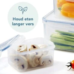 Lock&Lock Vershoudbakjes Set Met Deksel - Diepvriesbakjes - Meal Prep Bakjes - Bewaardozen Voedsel – Set Van 6 Stuks – 600 Ml - Lekvrij - BPA Vrij - Transparant -Mepal shop 1200x1200 1419
