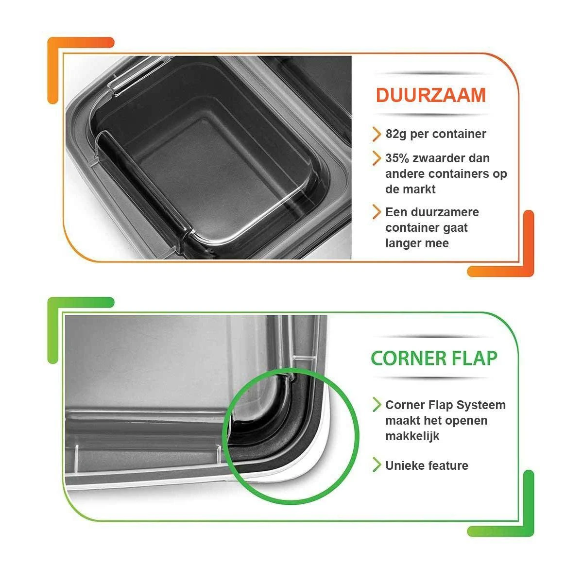 MEALE® - Meal Prep Bakjes 14 Stuks + Bestekhouder - 3 Vakken - BPA Vrij - Vershoud Lunchbox - Food Prep Containers - Maaltijdbakjes 4 MEALE® - Meal Prep Bakjes 14 Stuks + Bestekhouder - 3 Vakken - BPA Vrij - Vershoud Lunchbox - Food Prep Containers - Maaltijdbakjes - Afbeelding 2