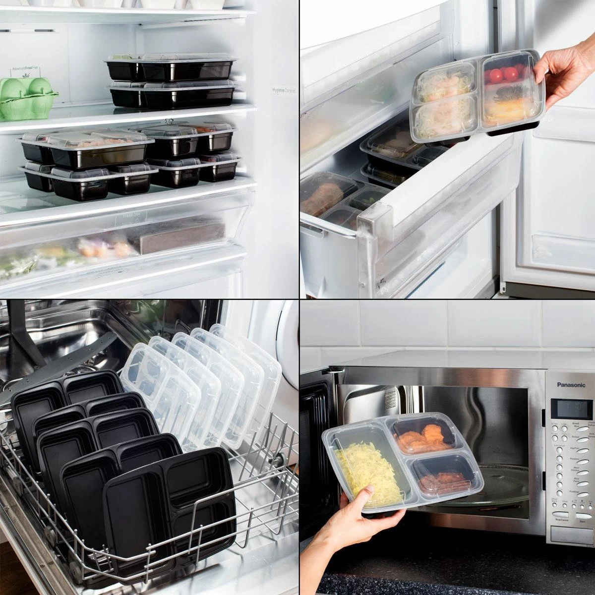 MEALE® - Meal Prep Bakjes 14 Stuks + Bestekhouder - 3 Vakken - BPA Vrij - Vershoud Lunchbox - Food Prep Containers - Maaltijdbakjes 6 MEALE® - Meal Prep Bakjes 14 Stuks + Bestekhouder - 3 Vakken - BPA Vrij - Vershoud Lunchbox - Food Prep Containers - Maaltijdbakjes - Afbeelding 4