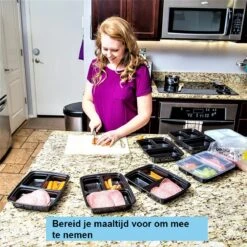 Meal Prep Bakjes - 6 Stuks - 3 Compartimenten - Vershoudbakjes - Meal Prep - 1L - Magnetron Bakjes Met Deksel - Vershouddoos -Mepal shop 1200x1200 1453