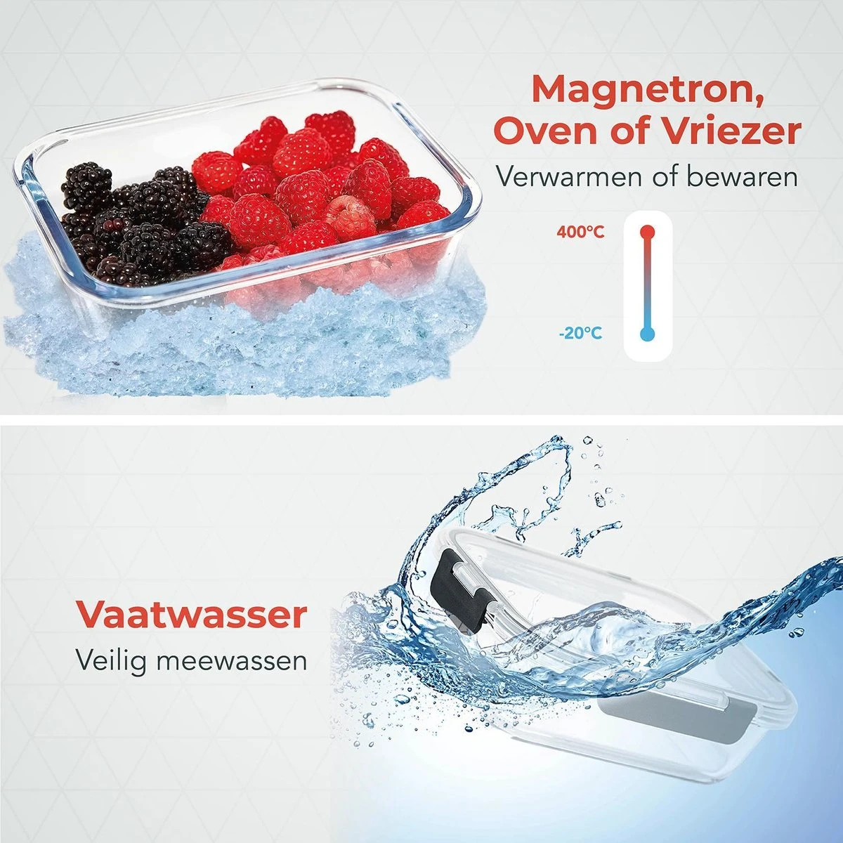 KitchenBrothers Meal Prep Bakjes - Set - Luchtdicht - BPA Vrij - 1L - Glas - 5 Stuks 6 KitchenBrothers Meal Prep Bakjes - Set - Luchtdicht - BPA Vrij - 1L - Glas - 5 Stuks - Afbeelding 4