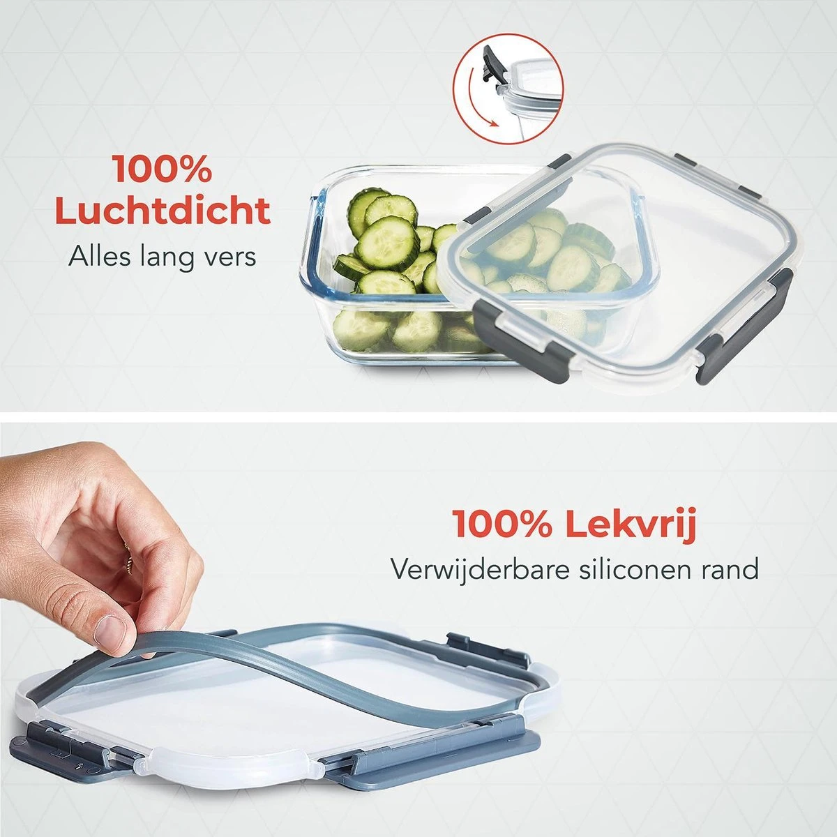 KitchenBrothers Meal Prep Bakjes - Set - Luchtdicht - BPA Vrij - 1L - Glas - 5 Stuks 10 KitchenBrothers Meal Prep Bakjes - Set - Luchtdicht - BPA Vrij - 1L - Glas - 5 Stuks - Afbeelding 8