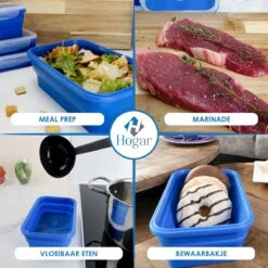 Hogar Vershoudbakjes - Meal Prep Bakjes - Diepvriesbakjes - Vershouddoos - Vershoudbakjes Set Met Deksel – Inklapbaar - 4 Stuks - Anti Lek Deksel - BPA Vrij Siliconen -Mepal shop 1200x1200 1478