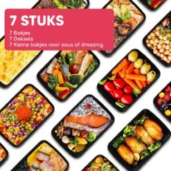 Bablue Meal Prep Bakjes - 7 Stuks - Met 7 Extra Dressingsbakjes - Vershoudbakjes Set Met Deksel - Plastic Bakjes Met Deksel - Lunchbox - Diepvriesbakjes - Bewaardozen Met Deksel - Geschikt Voor Diepvries Magnetron Vaatwasser - In Elkaar Te Stapelen -Mepal shop 1200x1200 1552