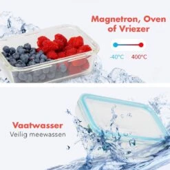 KitchenBrothers Meal Prep Bakjes - Set - Luchtdicht - BPA Vrij - Glas - 9 Stuks -Mepal shop 1200x1200 1565