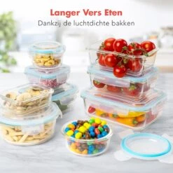 KitchenBrothers Meal Prep Bakjes - Set - Luchtdicht - BPA Vrij - Glas - 9 Stuks -Mepal shop 1200x1200 1569