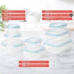 KitchenBrothers Meal Prep Bakjes - Set - Luchtdicht - BPA Vrij - Glas - 9 Stuks -Mepal shop 1200x1200 1570