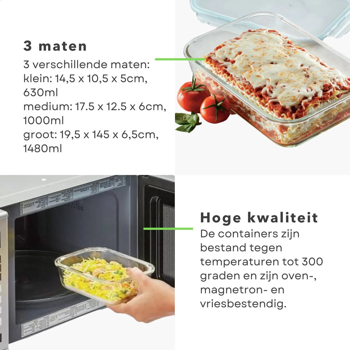 Cheqo® Stevige Glazen - Vershoudbakjes - Meal Prep Bakjes - Lunchbox - Diepvriesbakjes - Vershouddoos - Magnetron Bakjes Met Deksel - Geschikt Voor Oven En Magnetron - Glas - 3 Stuks 6 Cheqo® Stevige Glazen - Vershoudbakjes - Meal Prep Bakjes - Lunchbox - Diepvriesbakjes - Vershouddoos - Magnetron Bakjes Met Deksel - Geschikt Voor Oven En Magnetron - Glas - 3 Stuks - Afbeelding 4