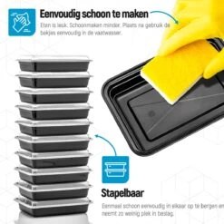 Meal Prep Bakjes - 20 Stuks - 1 Compartiment - Lunchbox - Diepvriesbakjes - Vershoudbakjes - Plastic Bakjes Met Deksel - Magnetron Bakjes Met Deksel - Meal Prep - Vershouddoos - 1L - BPA Vrij - Fitcrafters -Mepal shop 1200x1200 1590