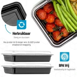 Meal Prep Bakjes - 20 Stuks - 1 Compartiment - Lunchbox - Diepvriesbakjes - Vershoudbakjes - Plastic Bakjes Met Deksel - Magnetron Bakjes Met Deksel - Meal Prep - Vershouddoos - 1L - BPA Vrij - Fitcrafters -Mepal shop 1200x1200 1594
