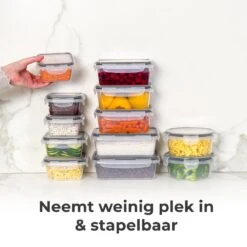 Vershoudbakjes - Meal Prep Bakjes - Lunchbox - Diepvriesbakjes - Vershouddoos - Vershoudbakjes Set - Plastic Bakjes - Voedselcontainer - Magnetron Bakjes Met Deksel - 18 Stuks - BPA Vrij - Stosh -Mepal shop 1200x1200 1602