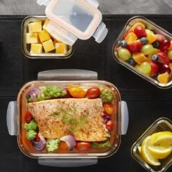 Lock&Lock Glazen Vershoudbakjes - Glazen Meal Prep Bakjes - Glazen Bakjes Met Deksel - Ovenschaaltjes Met Deksel - Set Van 6 Stuks - 380 Ml -Mepal shop 1200x1200 1632