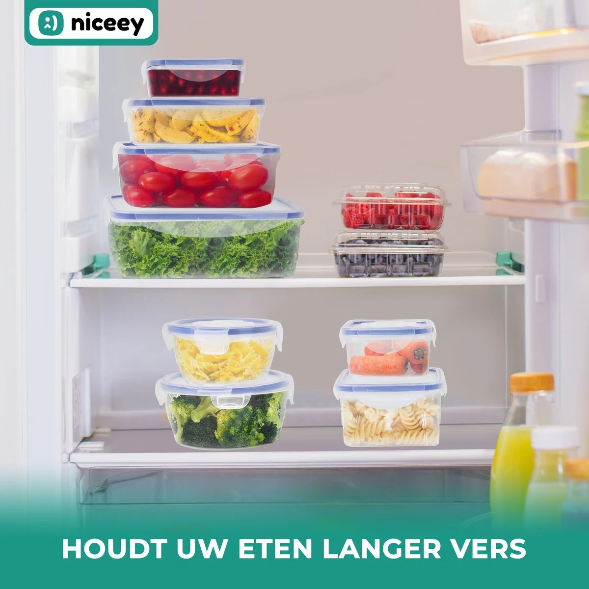 Niceey Meal Prep Bakjes - 8 Stuks - Vershoudbakjes Set Met Deksel - Magnetron Bakjes Met Deksel - Diepvriesbakjes - Plastic 4 Niceey Meal Prep Bakjes - 8 Stuks - Vershoudbakjes Set Met Deksel - Magnetron Bakjes Met Deksel - Diepvriesbakjes - Plastic - Afbeelding 2