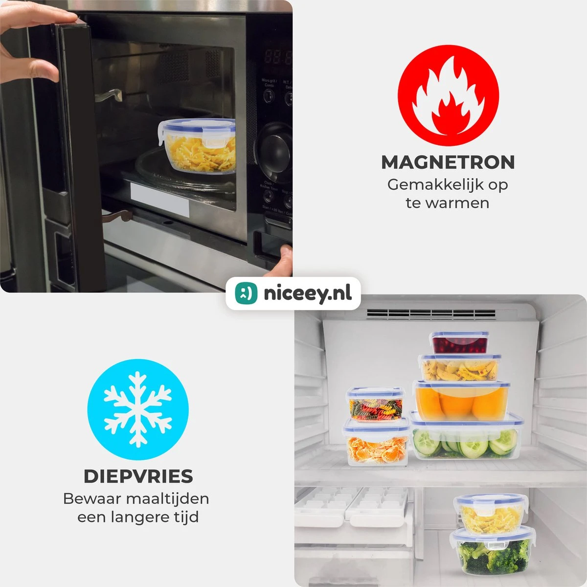 Niceey Meal Prep Bakjes - 8 Stuks - Vershoudbakjes Set Met Deksel - Magnetron Bakjes Met Deksel - Diepvriesbakjes - Plastic 5 Niceey Meal Prep Bakjes - 8 Stuks - Vershoudbakjes Set Met Deksel - Magnetron Bakjes Met Deksel - Diepvriesbakjes - Plastic - Afbeelding 3